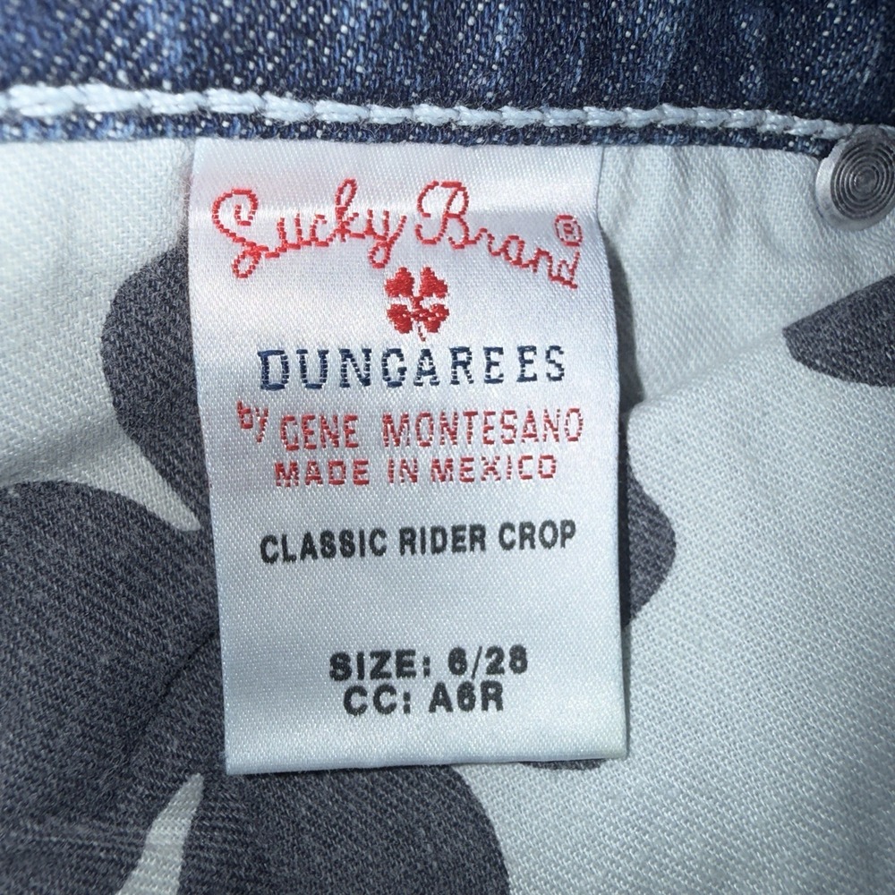 Women's Y2K Style Lucky Brand Dungarees Classic Rider Crop Jeans Blue Size 6/28 - Picture 6 of 6